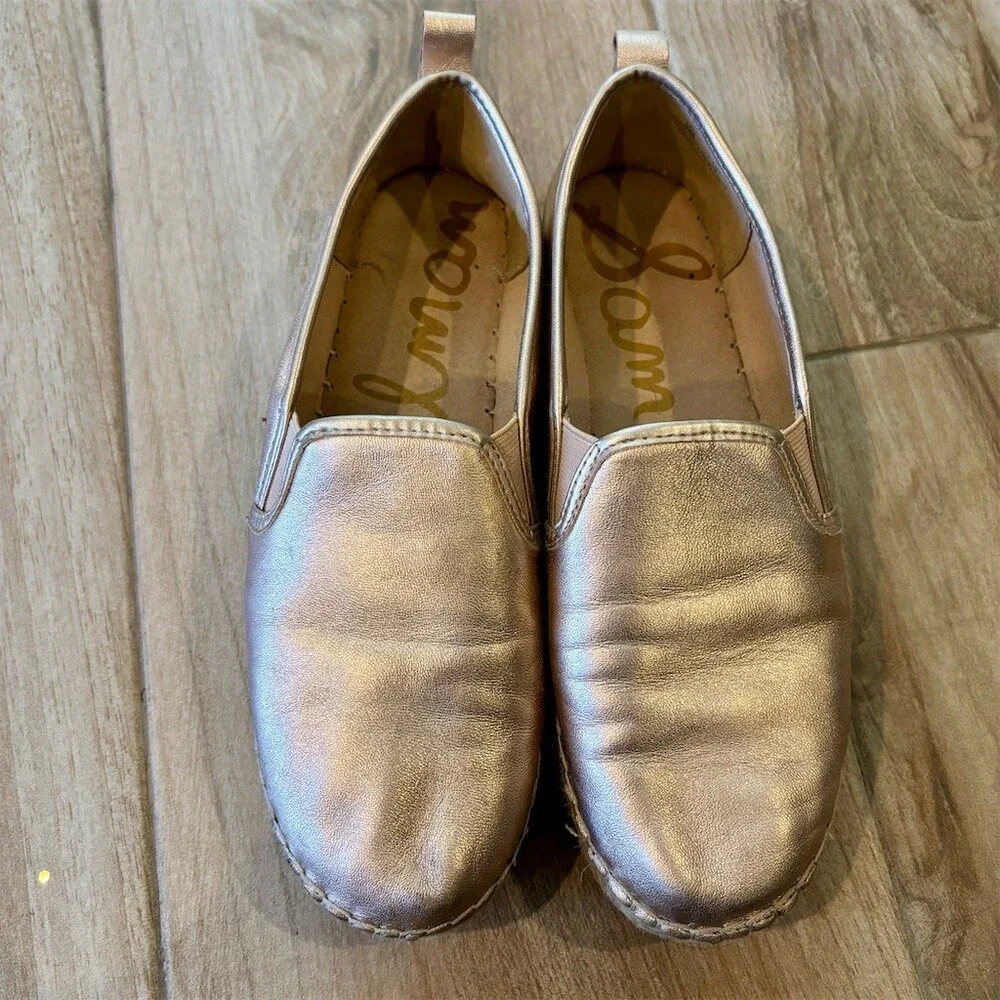 Sam Edelman Carrin Espadrille Slip-On Flats Rose Gold Womens Size 9
